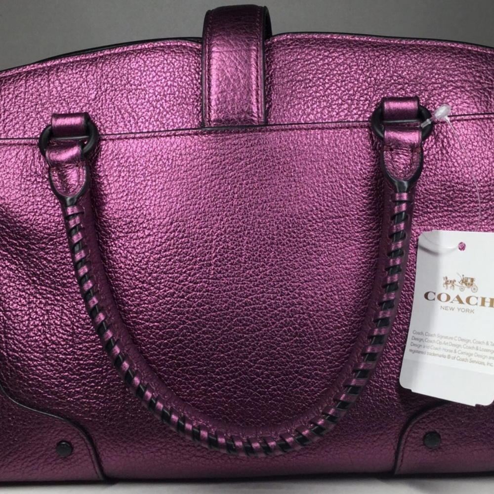 Coach Metallic Mauve Leather Mercer 24 Satchel - Picture 3 of 8
